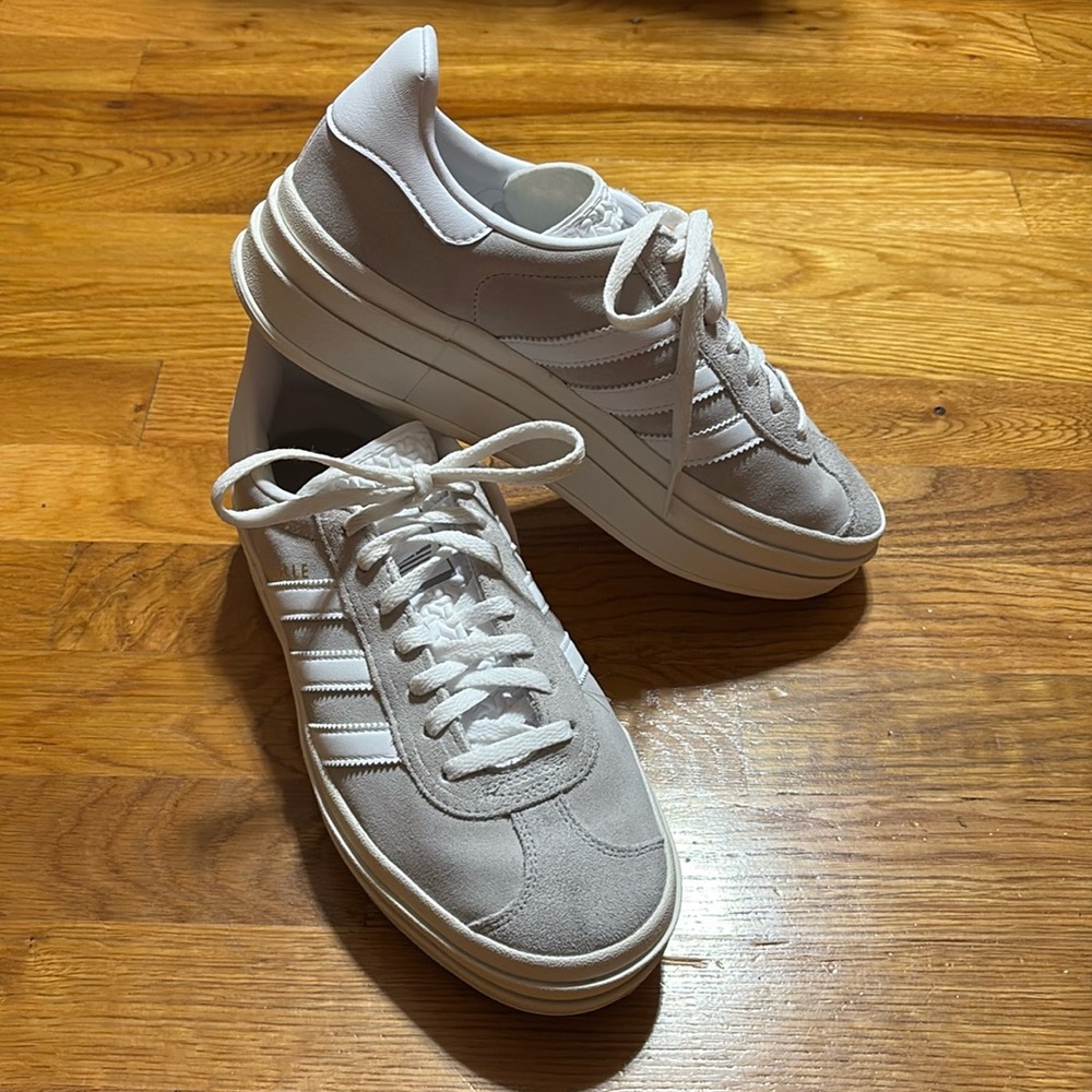 Adidas Gray Gazelle Bold Sambas women size 8.